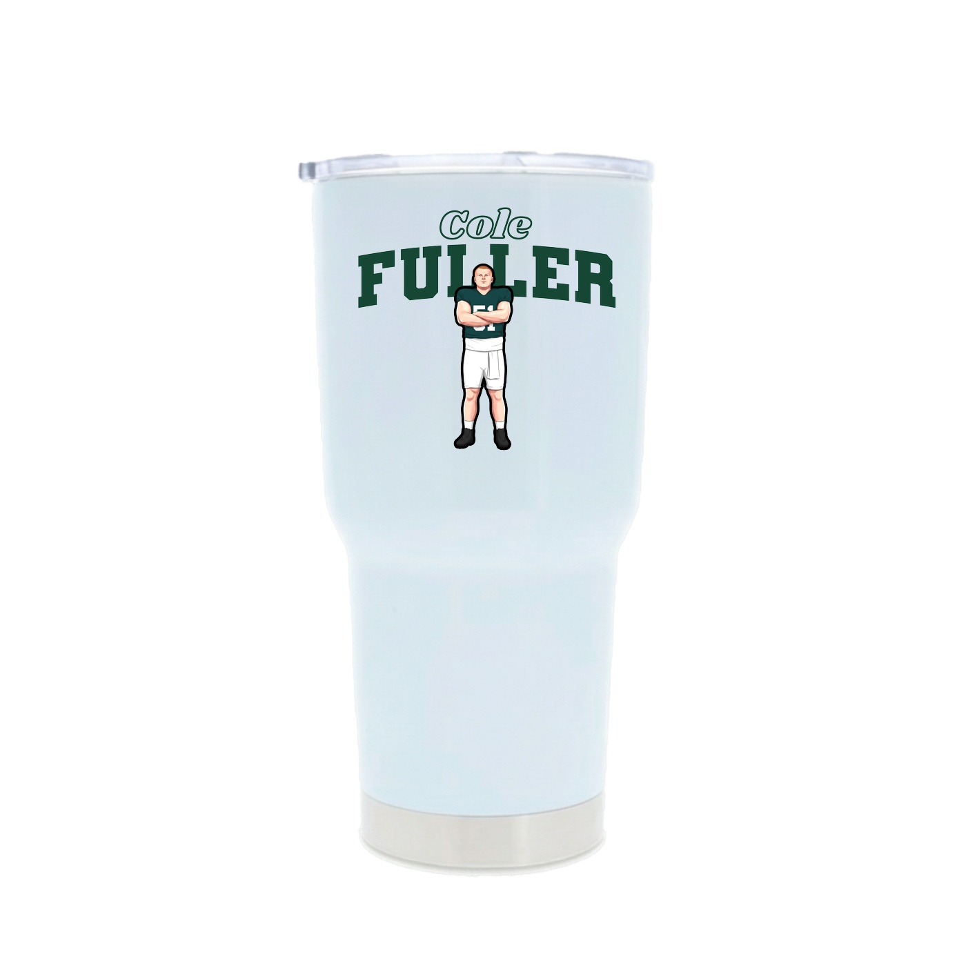 30oz Stainless Steel Tumbler — Name Arch in White