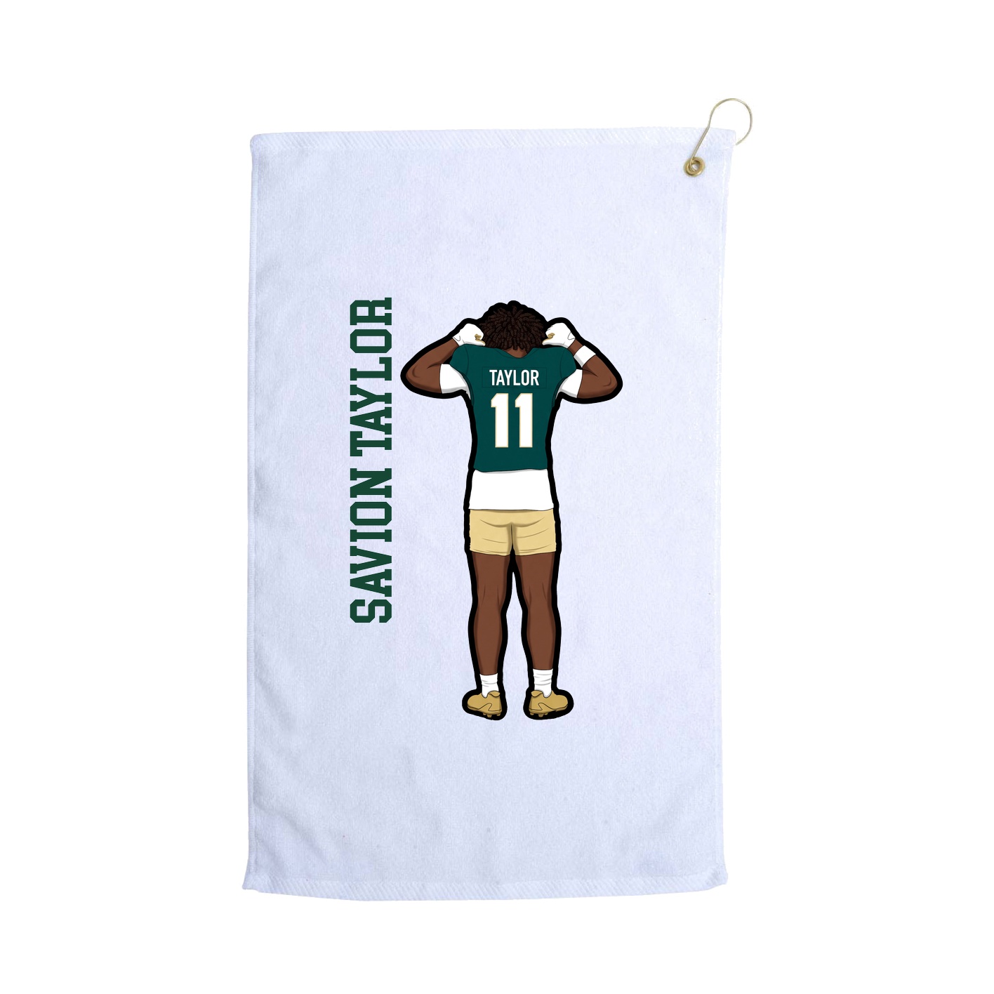 Golf Towel — Name Vertical in White