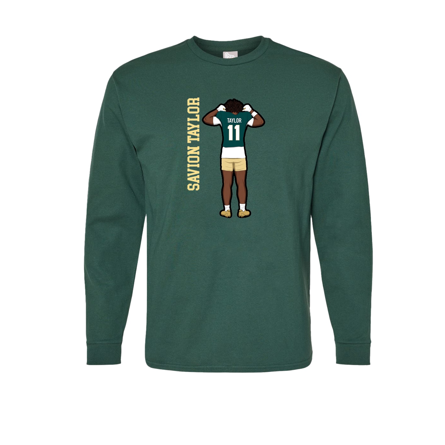 Long Sleeve Tee — Name Vertical in Green