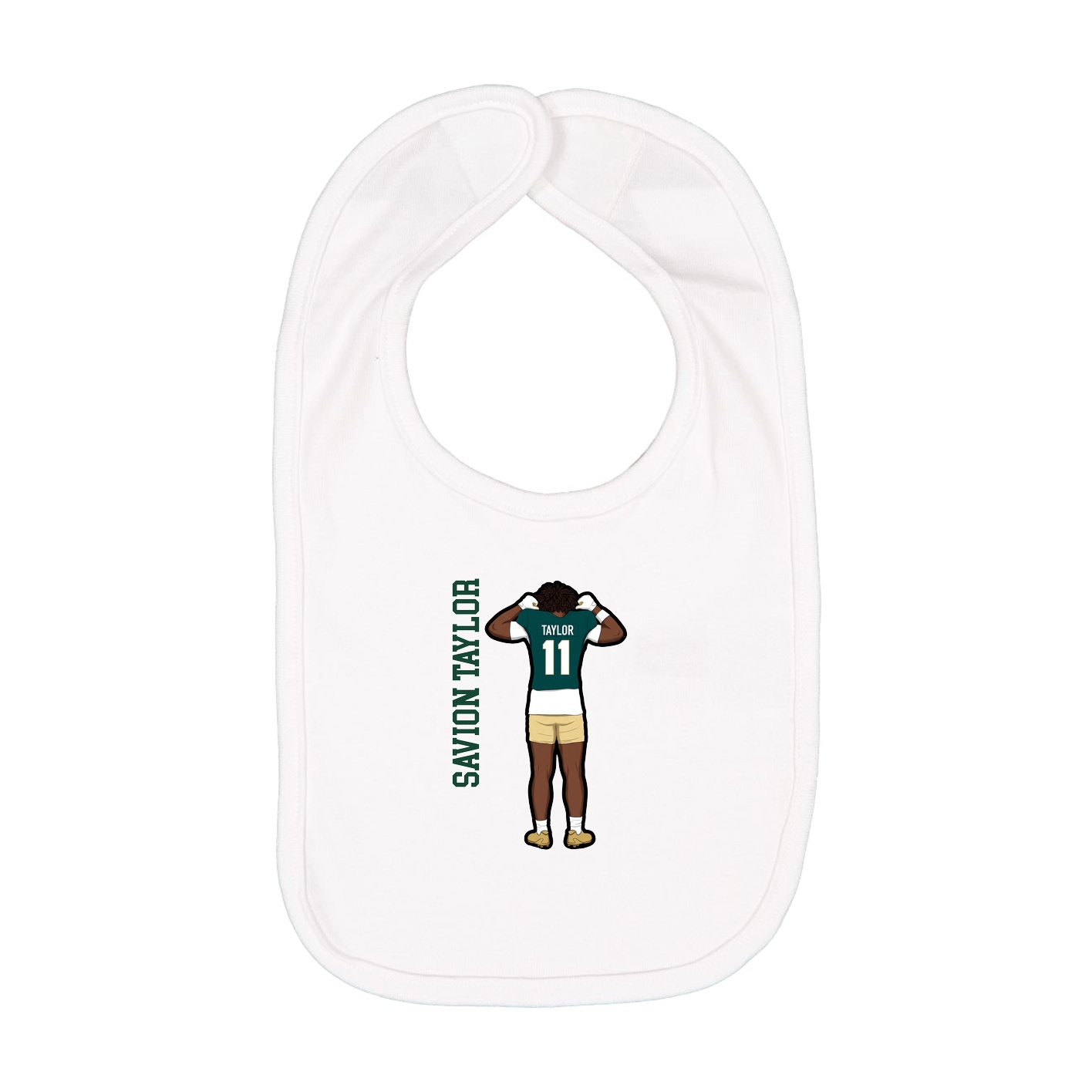 Infant Bib — Name Vertical in White