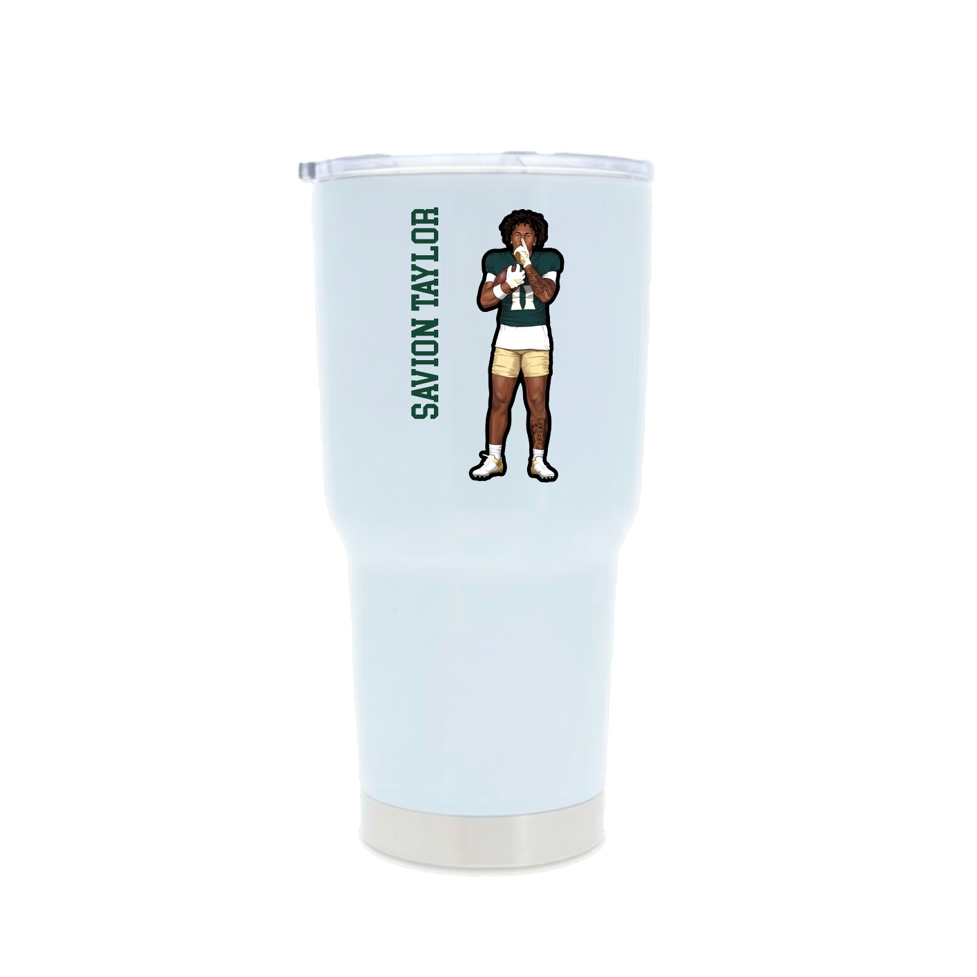 30oz Stainless Steel Tumbler — Name Vertical in White
