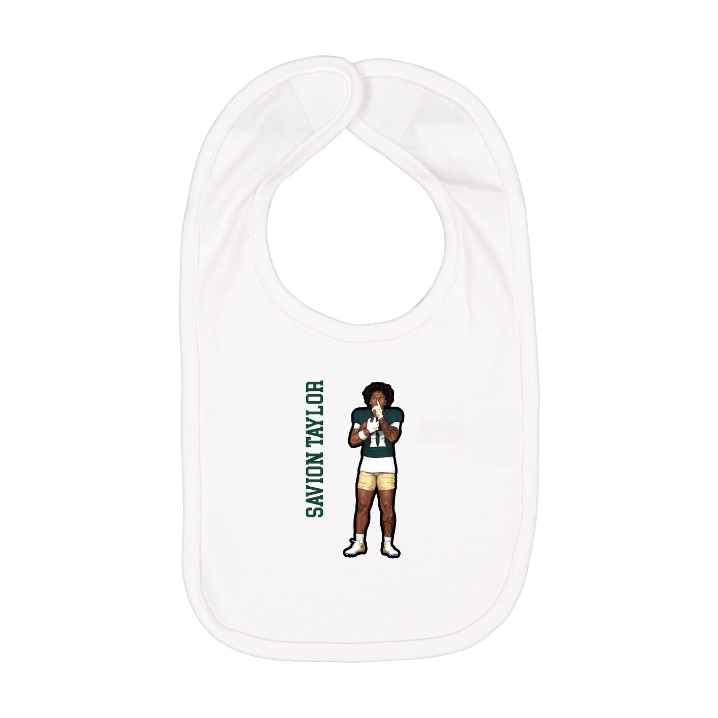 Infant Bib — Name Vertical in White