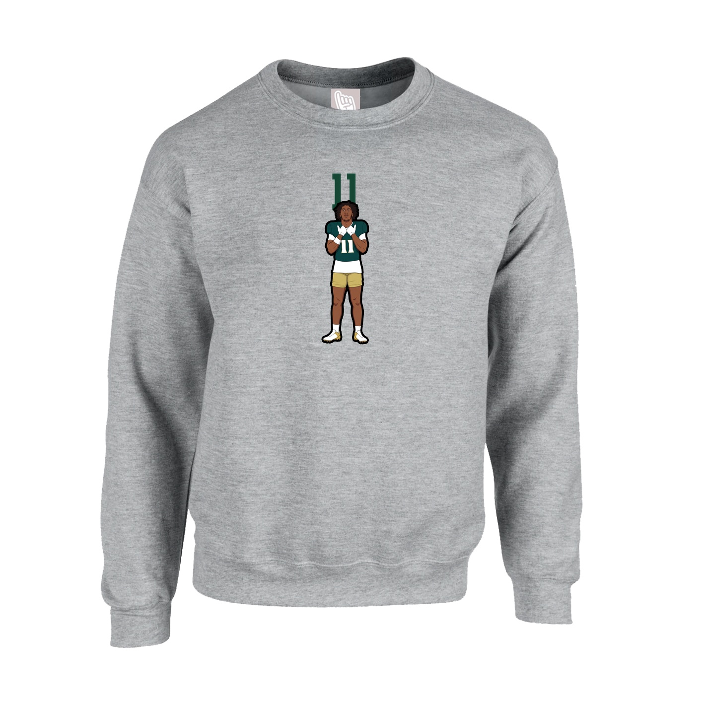 Fleece Crew — Number Top in Grey