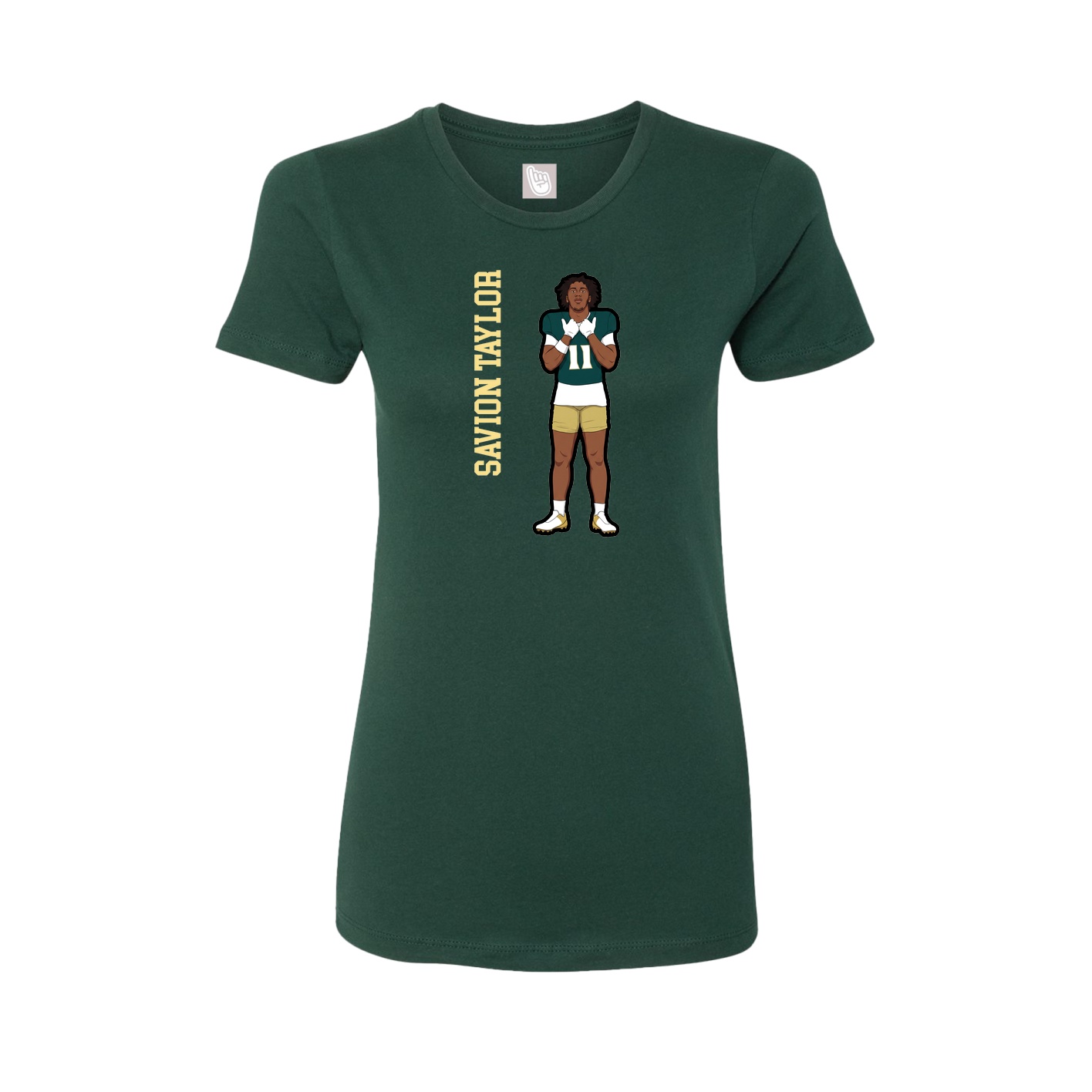 Fitted Women's Tee — Name Vertical in Green