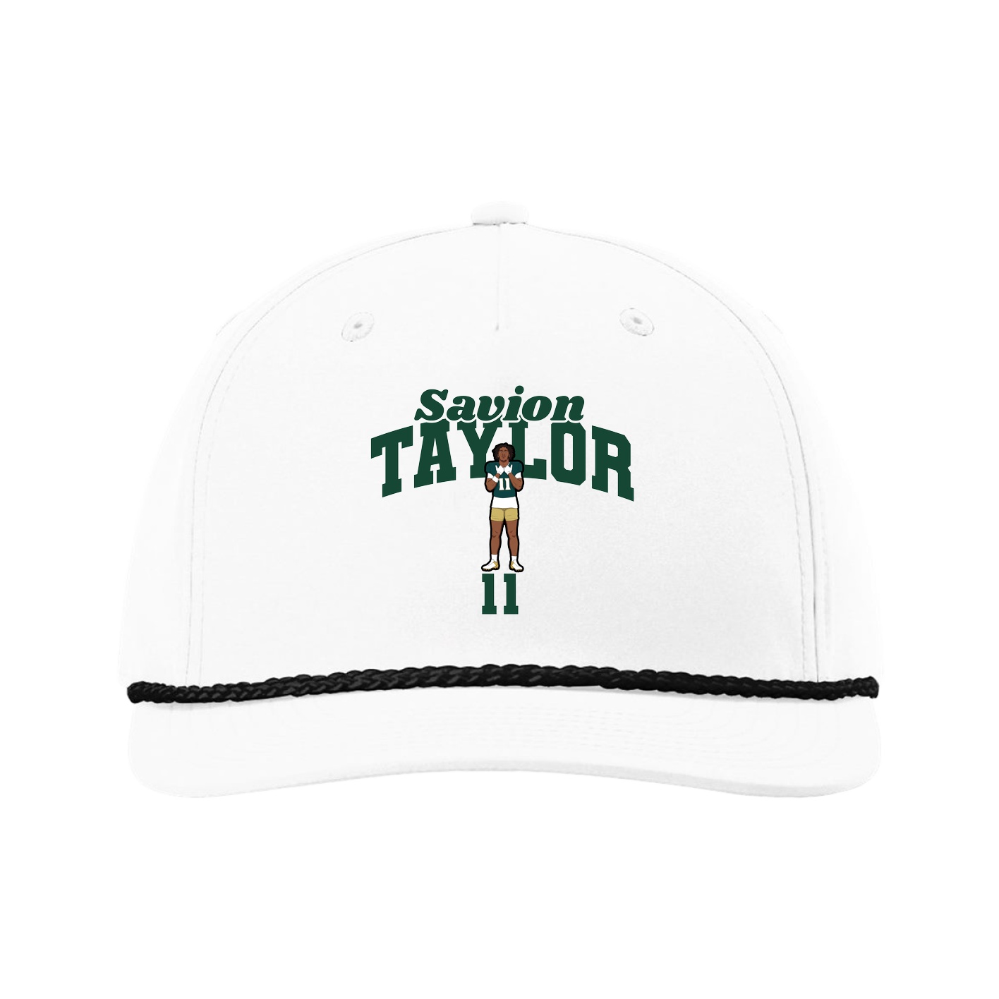 Five-Panel Classic Rope Cap — Signature Arch in White