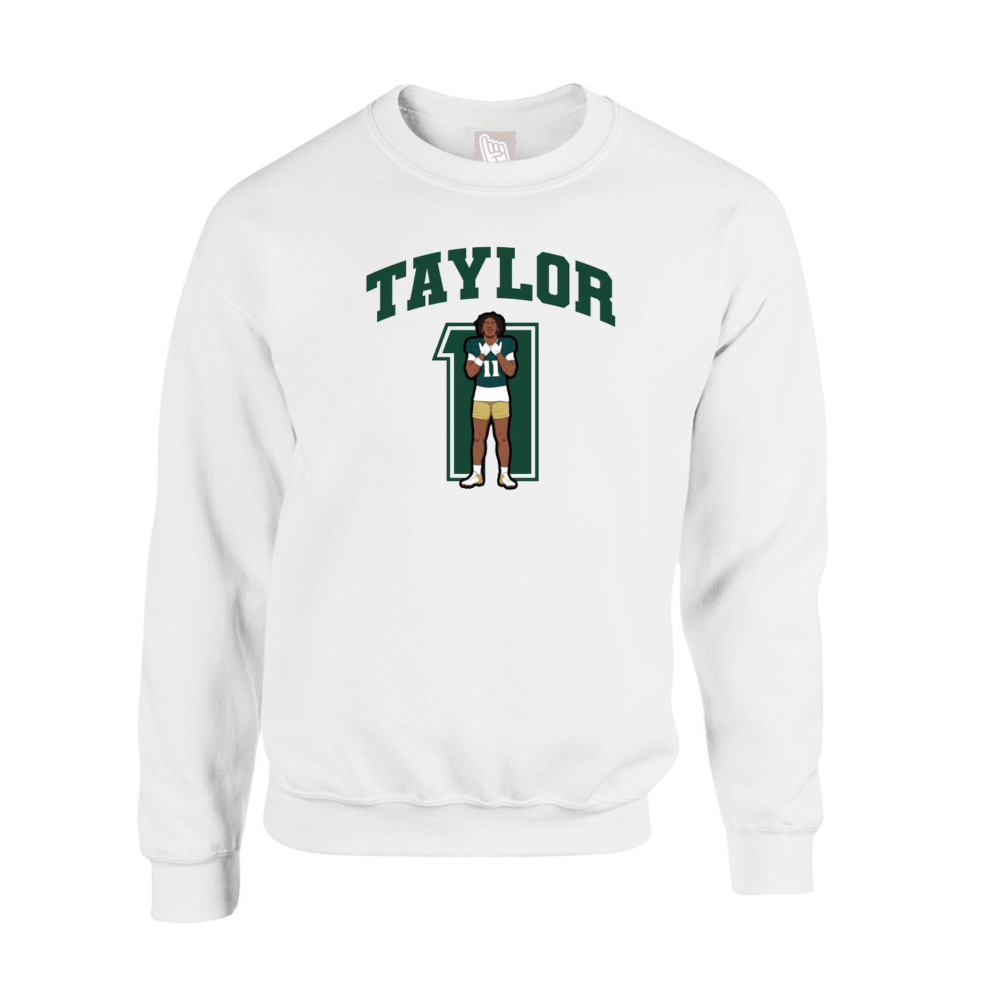 Fleece Crew — Number in White