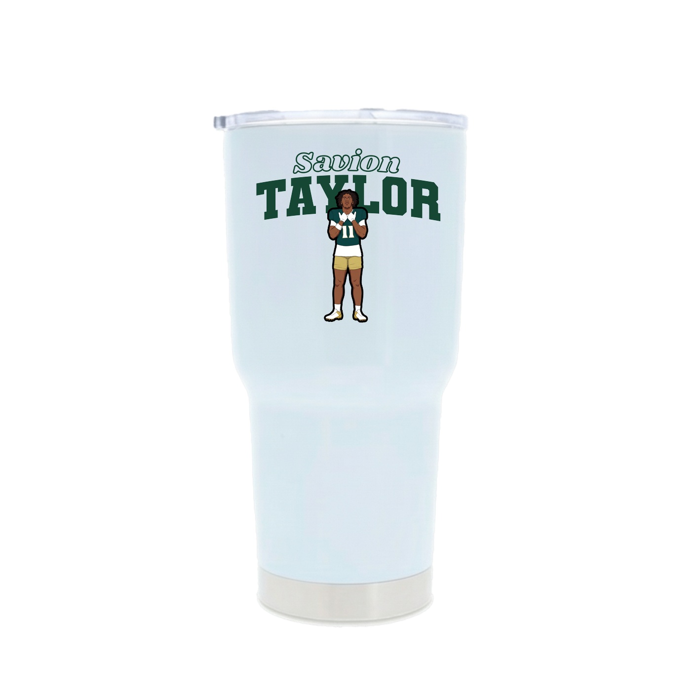 30oz Stainless Steel Tumbler — Name Arch in White