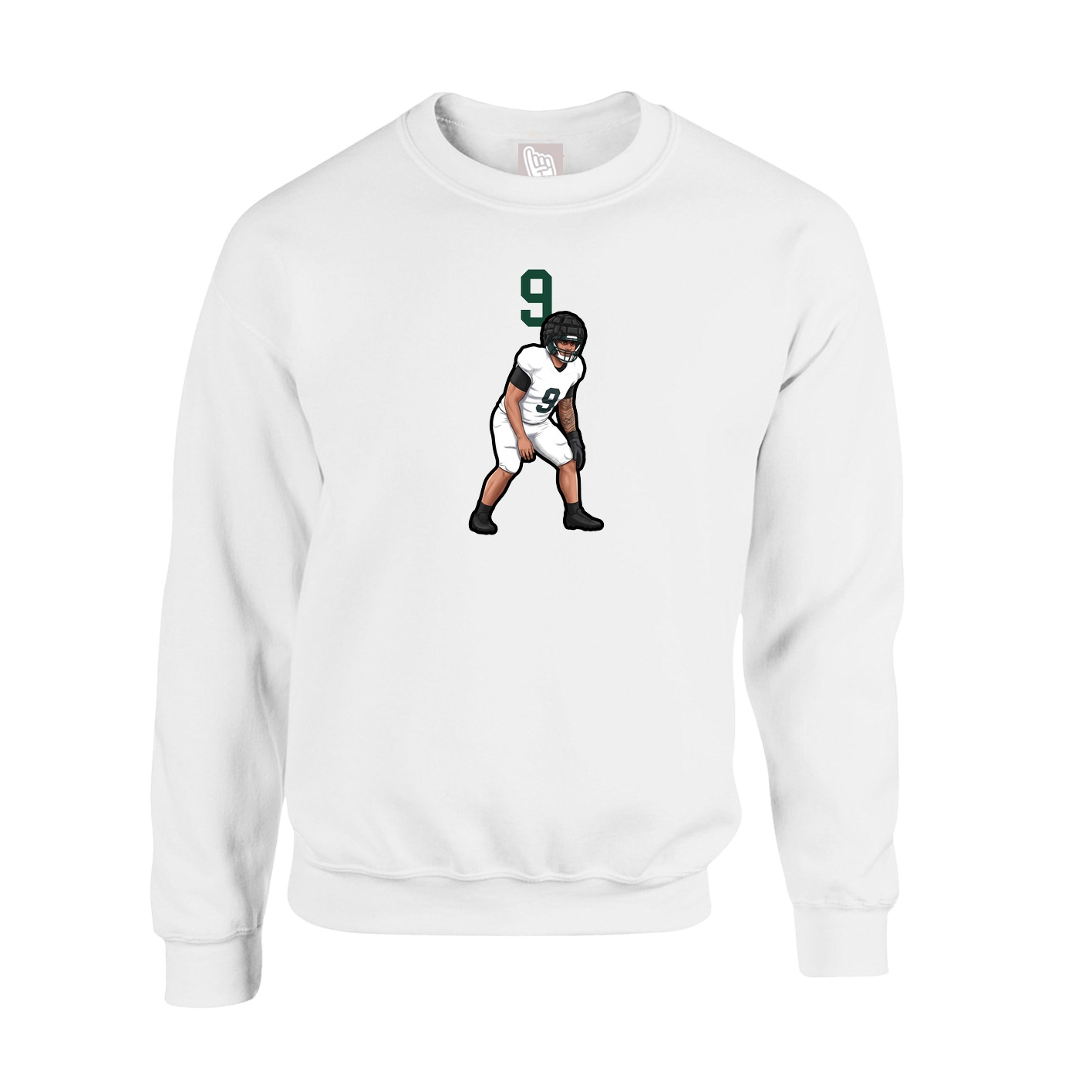 Fleece Crew — Number Top in White