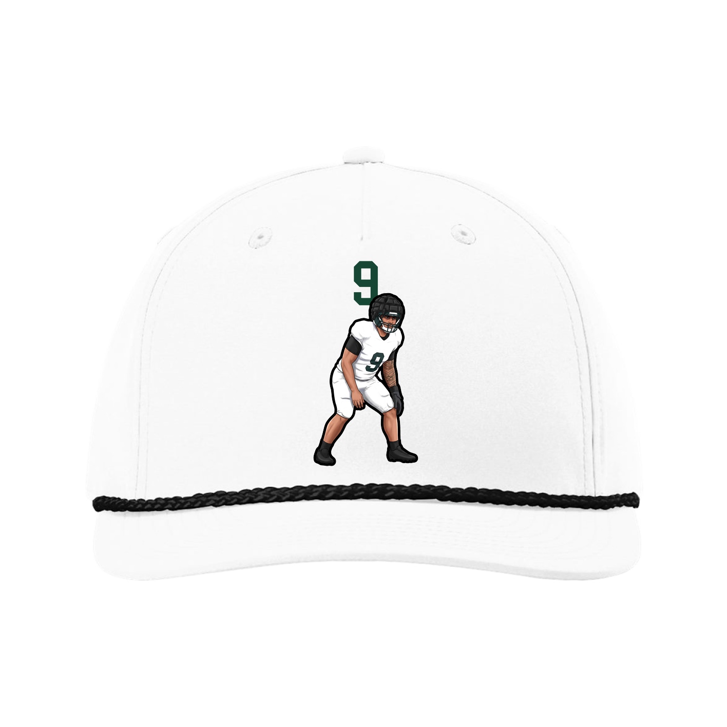 Five-Panel Classic Rope Cap — Number Top in White