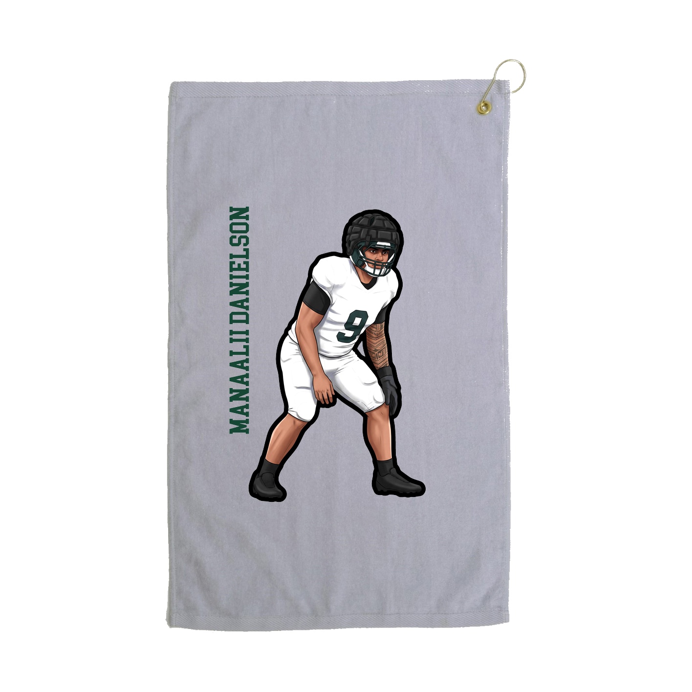 Golf Towel — Name Vertical in Grey