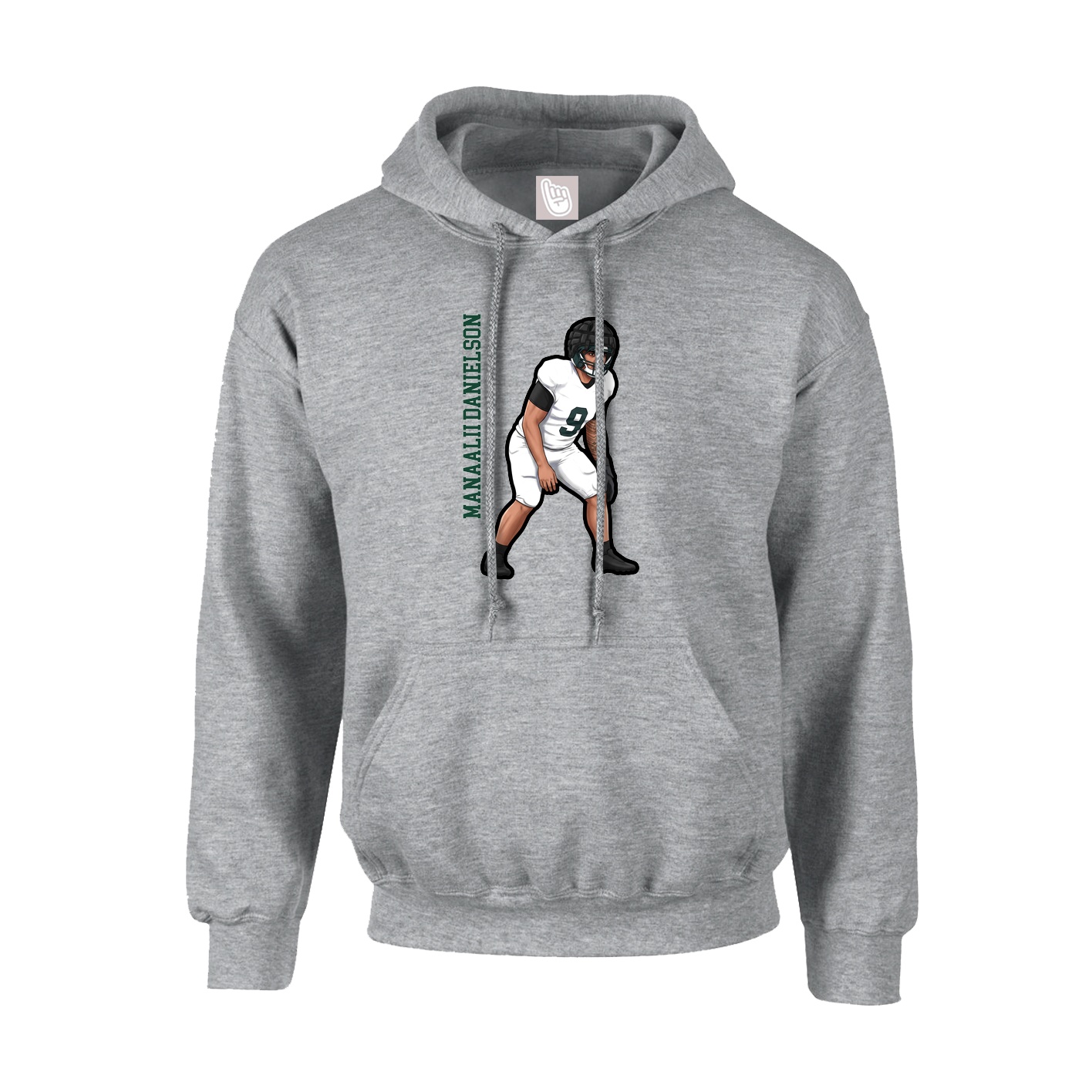 Hoodie — Name Vertical in Grey