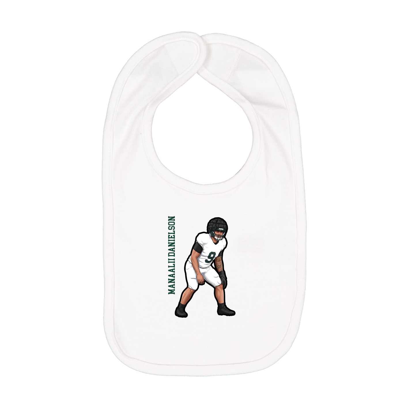 Infant Bib — Name Vertical in White