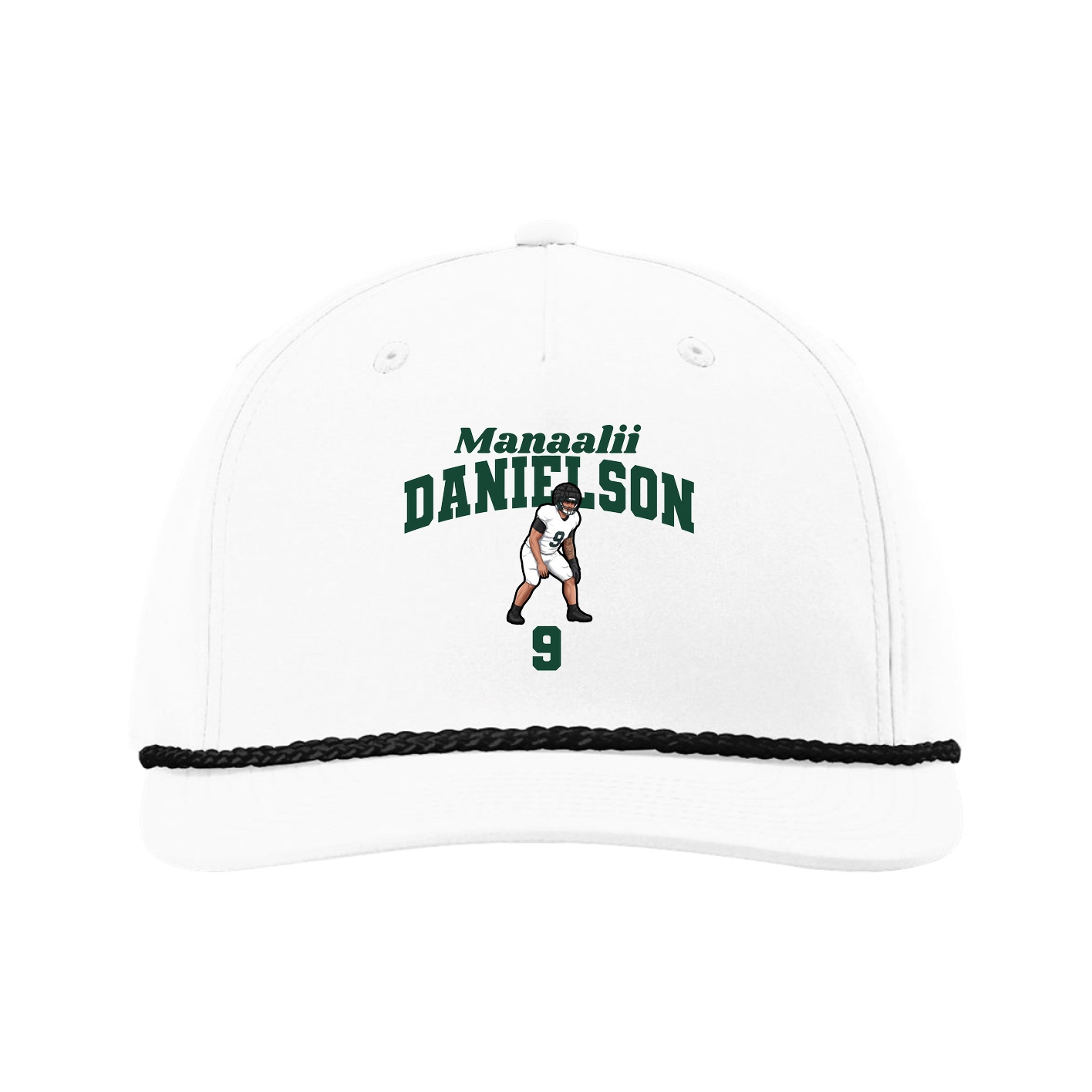 Five-Panel Classic Rope Cap — Signature Arch in White