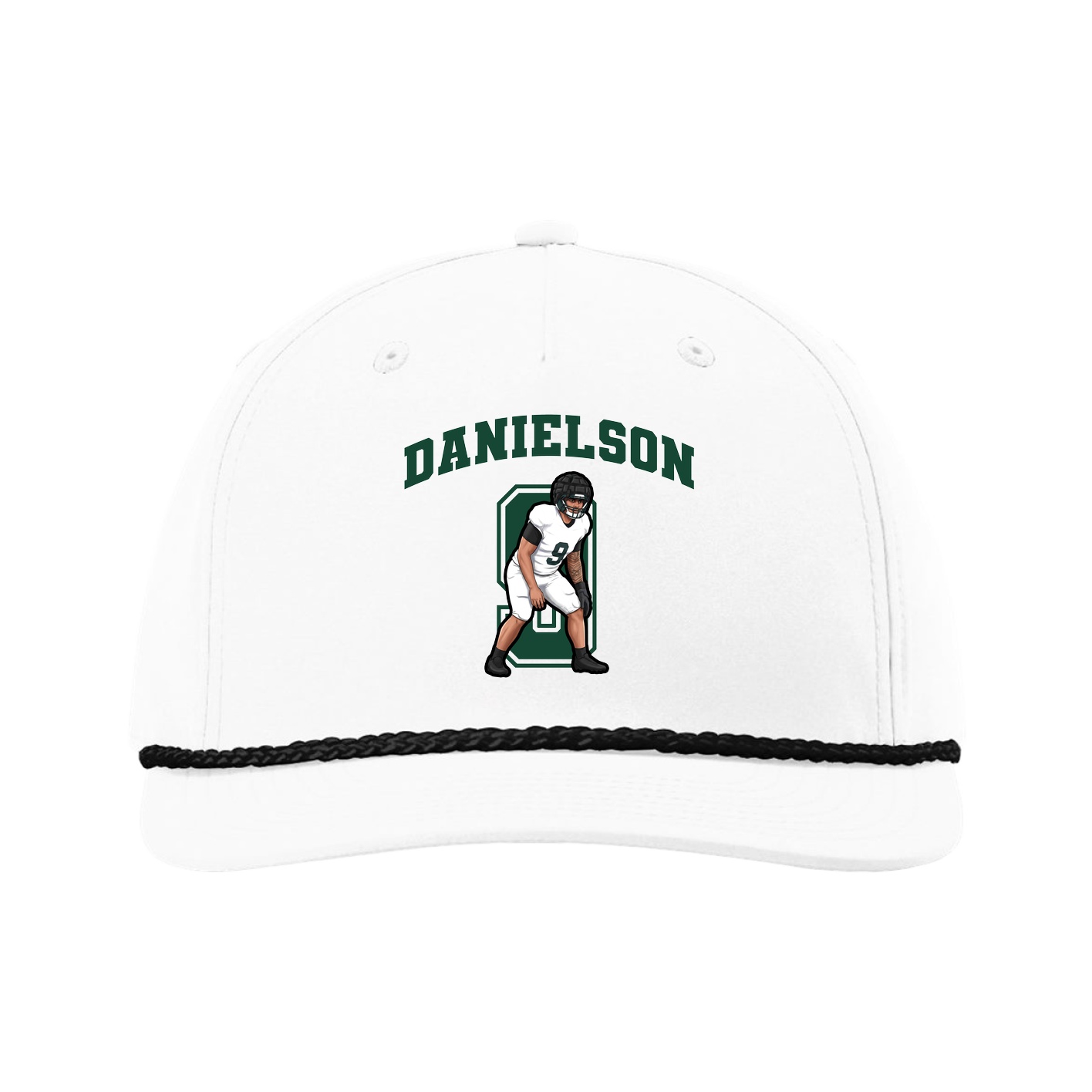 Five-Panel Classic Rope Cap — Number in White