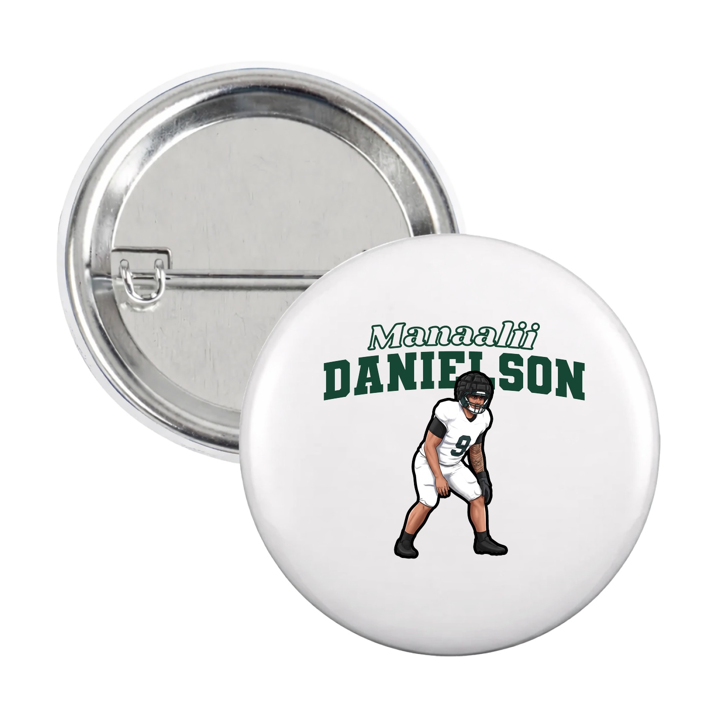 Game Day Button — Name Arch in White
