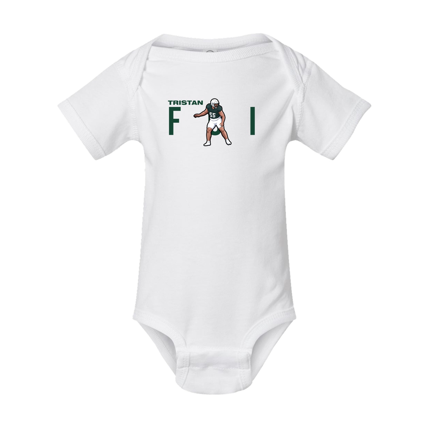 Baby Onesie — Player Name in White
