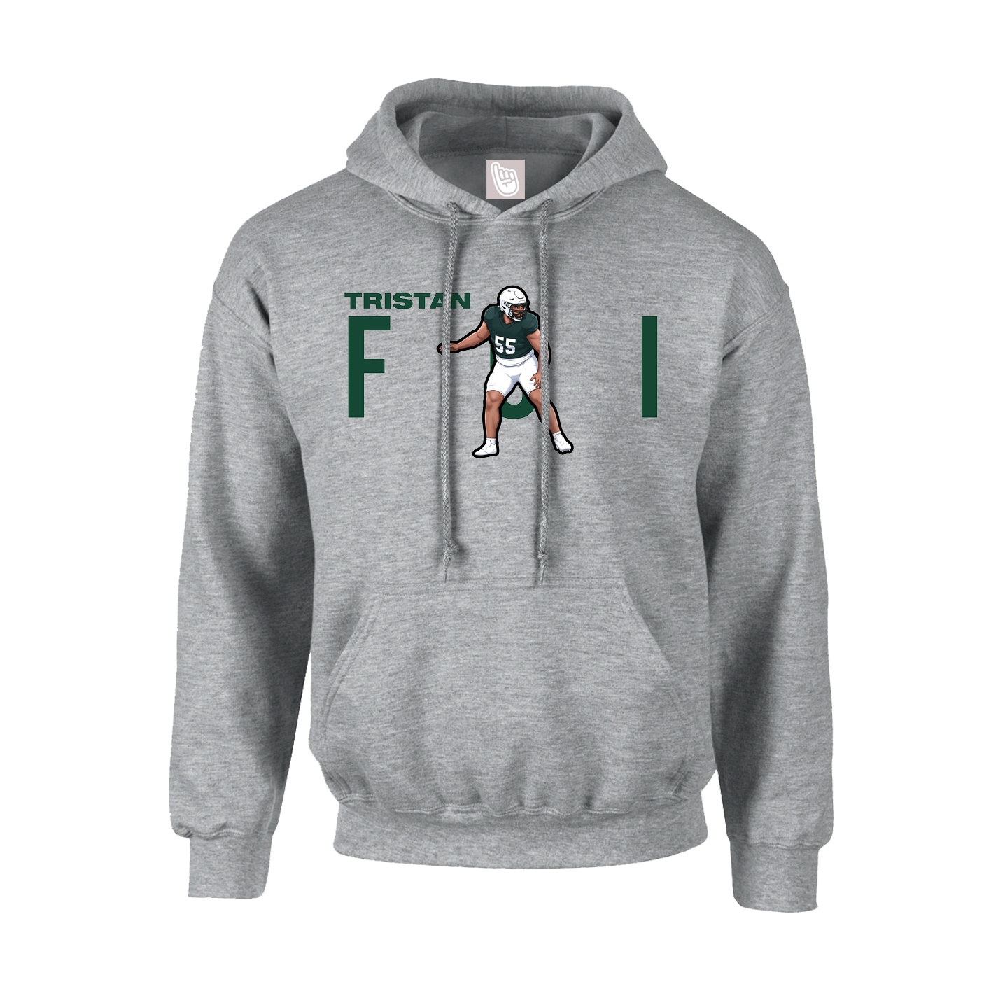 Hoodie — Player Name in Grey