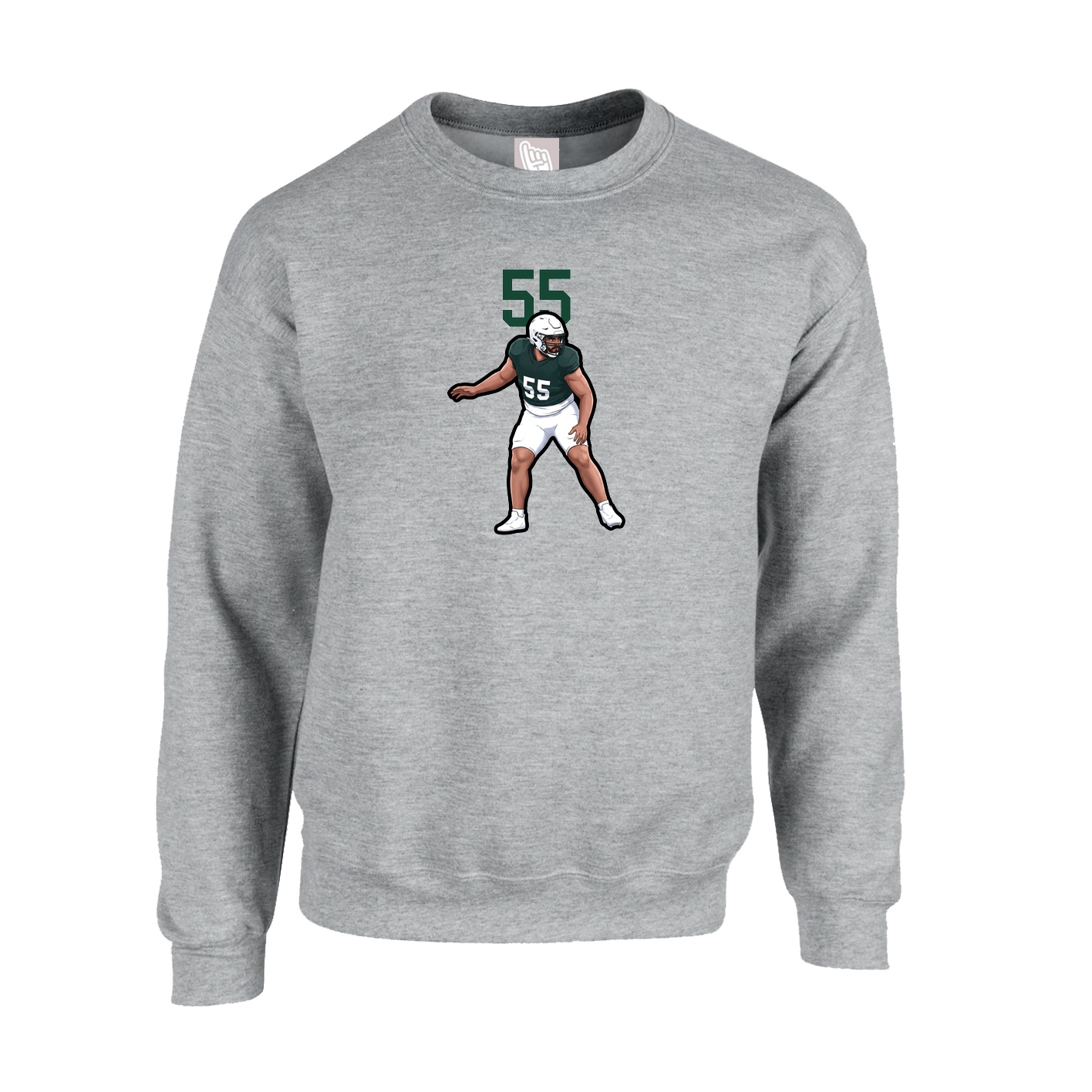 Fleece Crew — Number Top in Grey