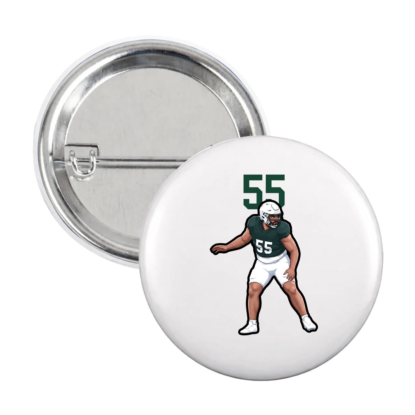 Game Day Button — Number Top in White