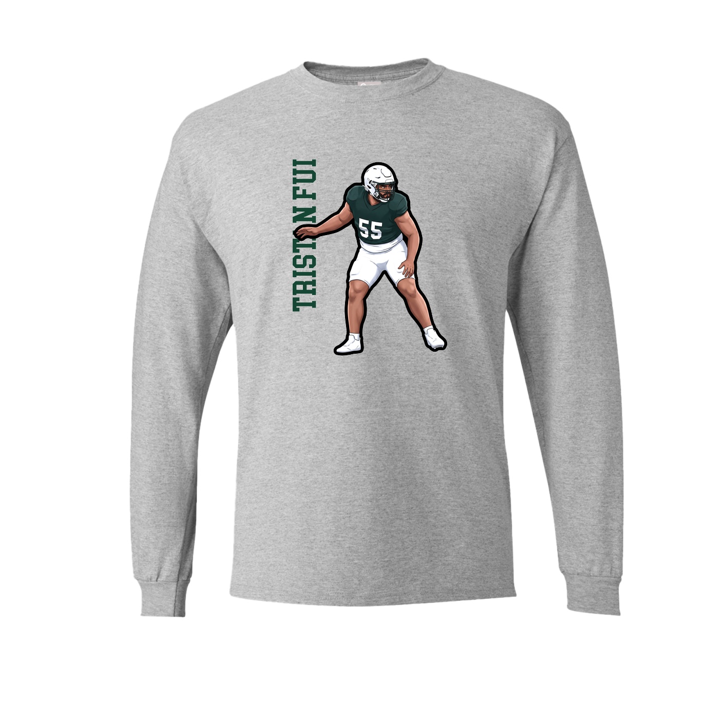 Long Sleeve Tee — Name Vertical in Grey