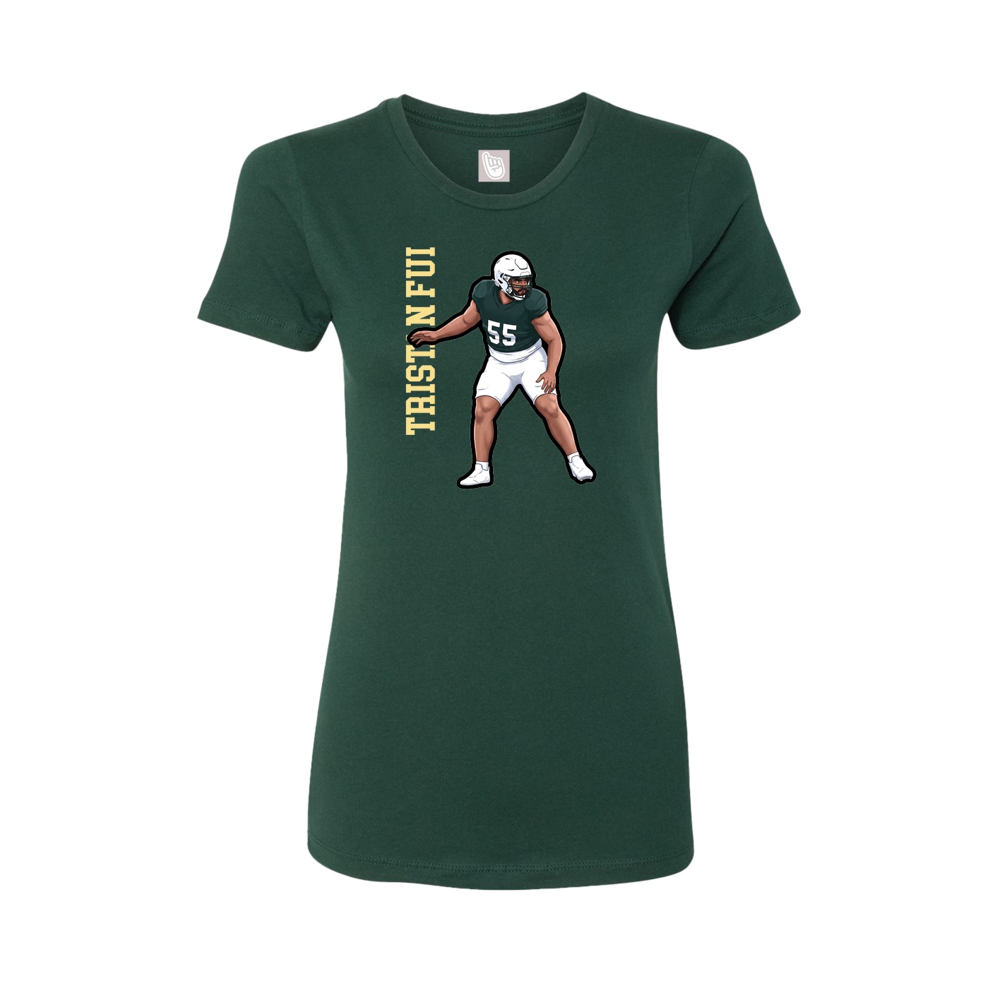 Fitted Women's Tee — Name Vertical in Green