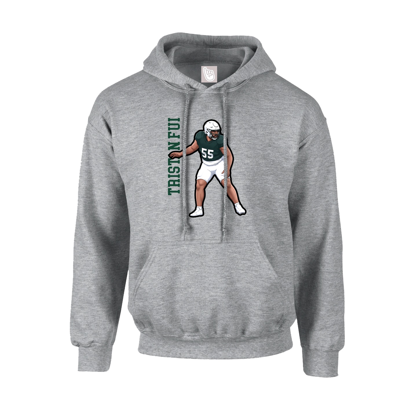 Hoodie — Name Vertical in Grey