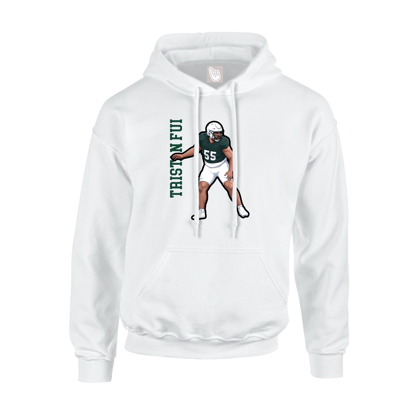 Youth Hoodie — Name Vertical in White