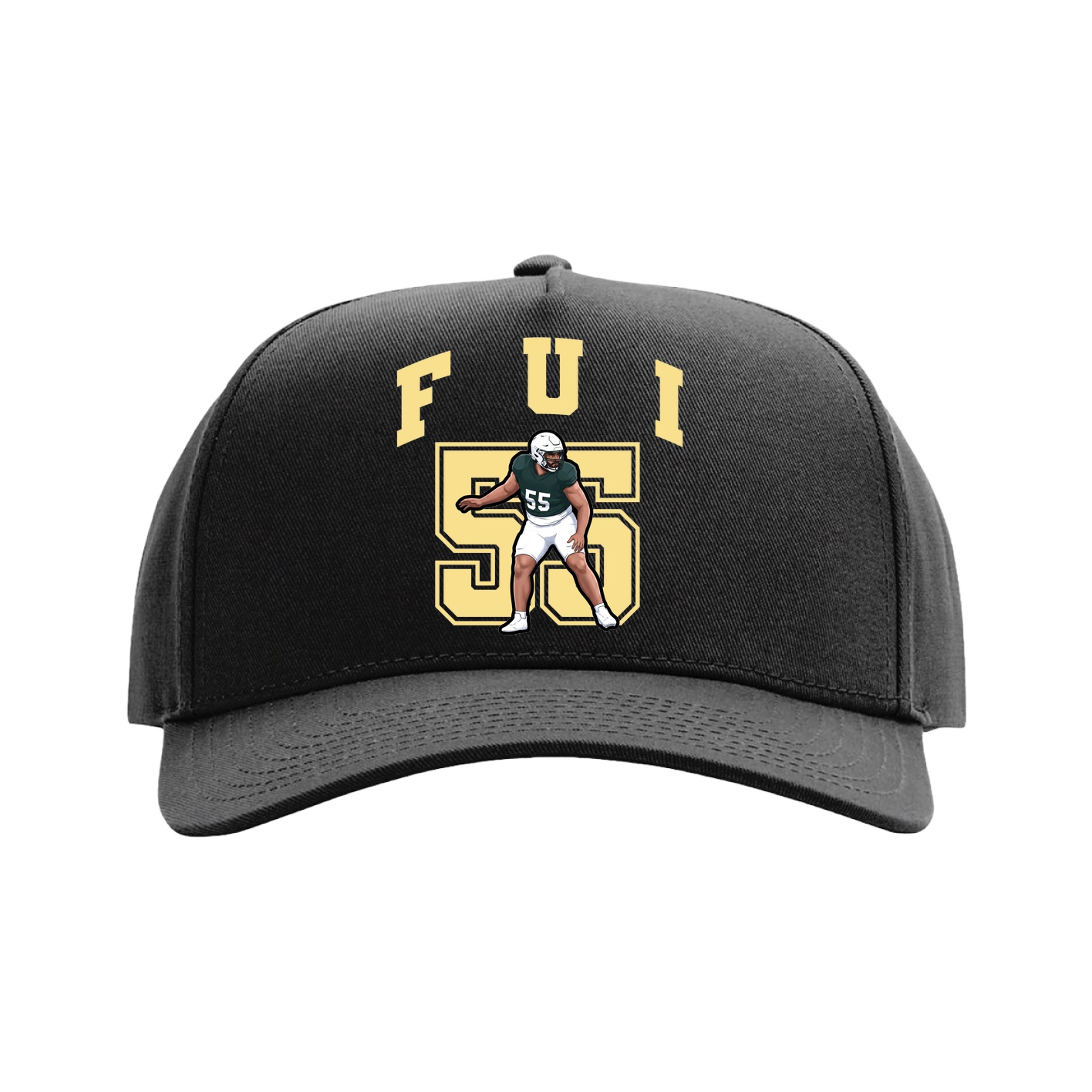 Full Fabric Five-Panel Champ Cap — Number in Black