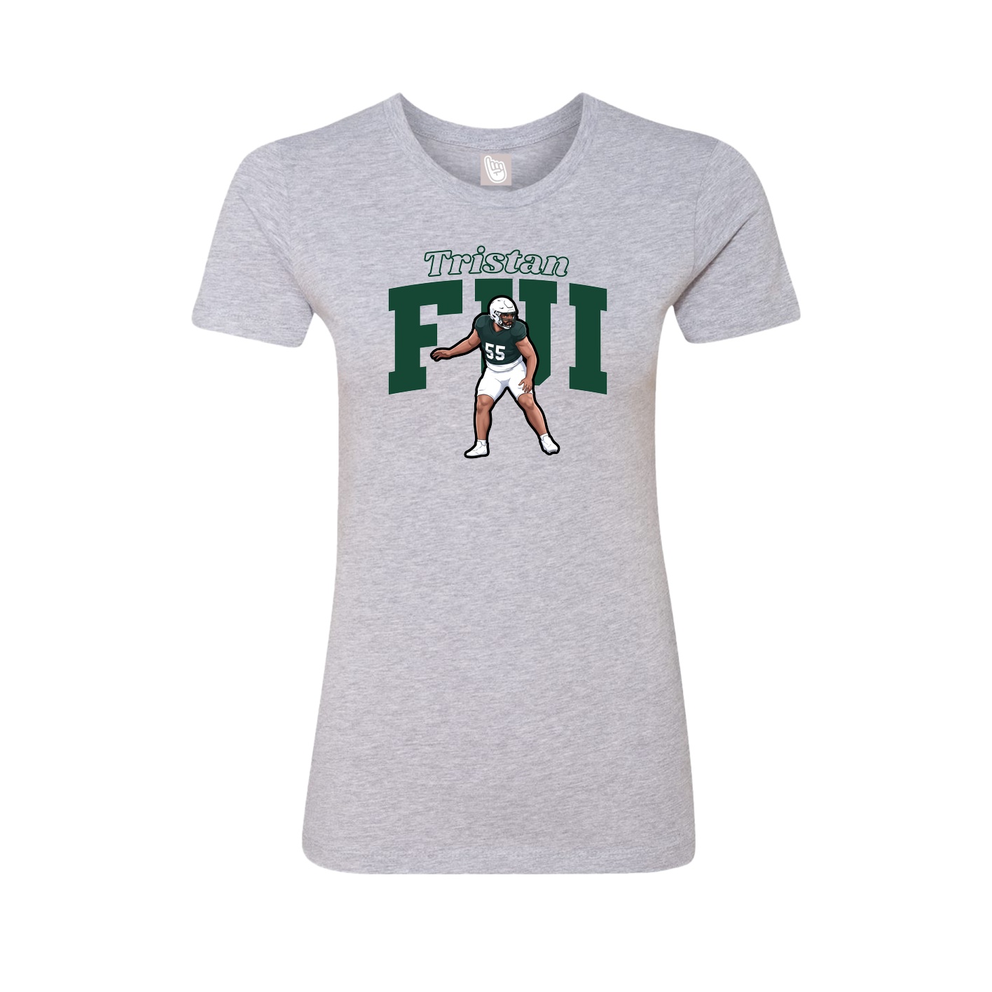 Fitted Women's Tee — Name Arch in Grey