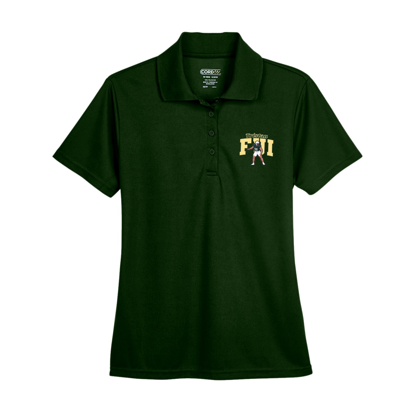 Womens Performance Polo — Name Arch in Green