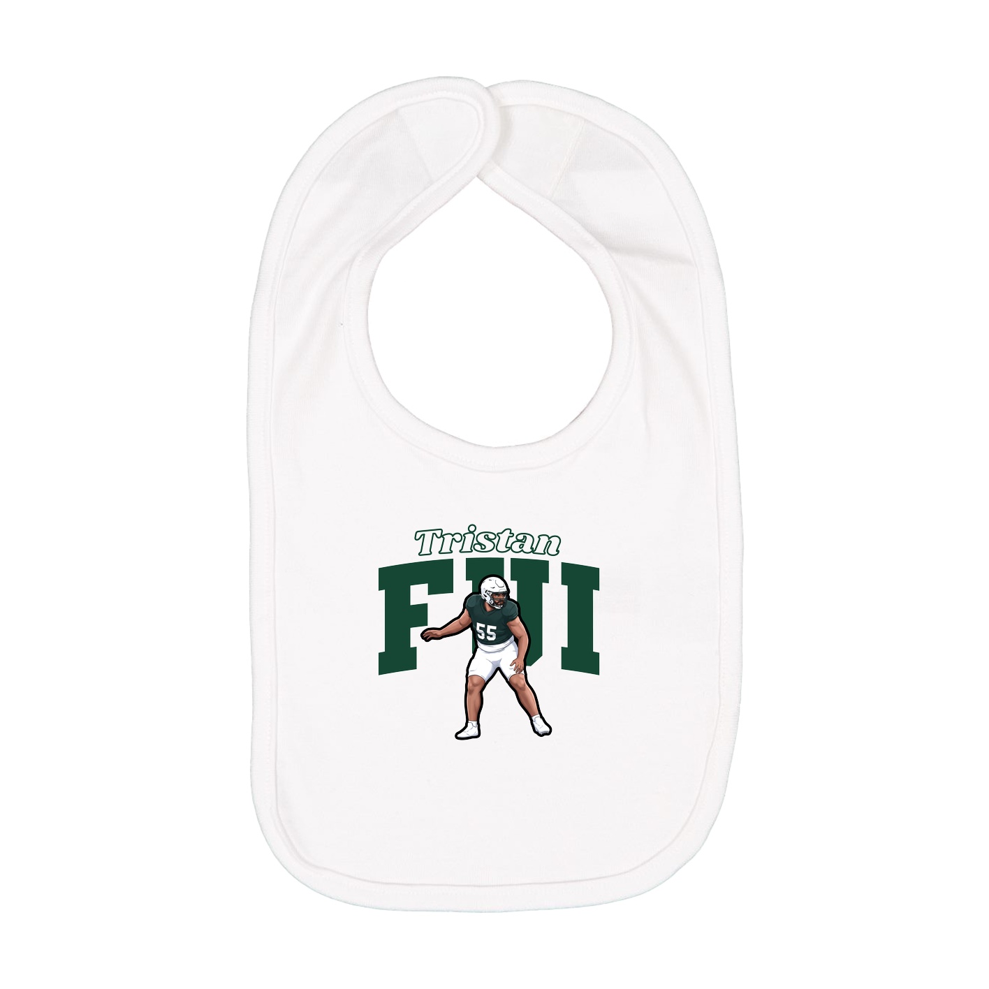 Infant Bib — Name Arch in White