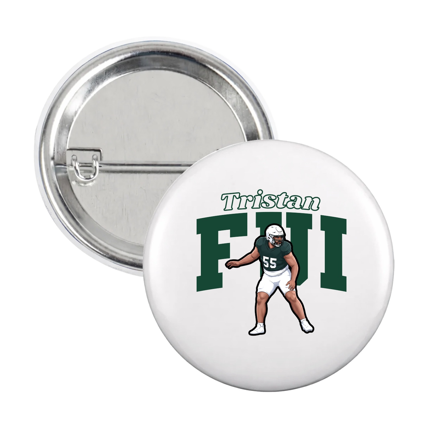 Game Day Button — Name Arch in White