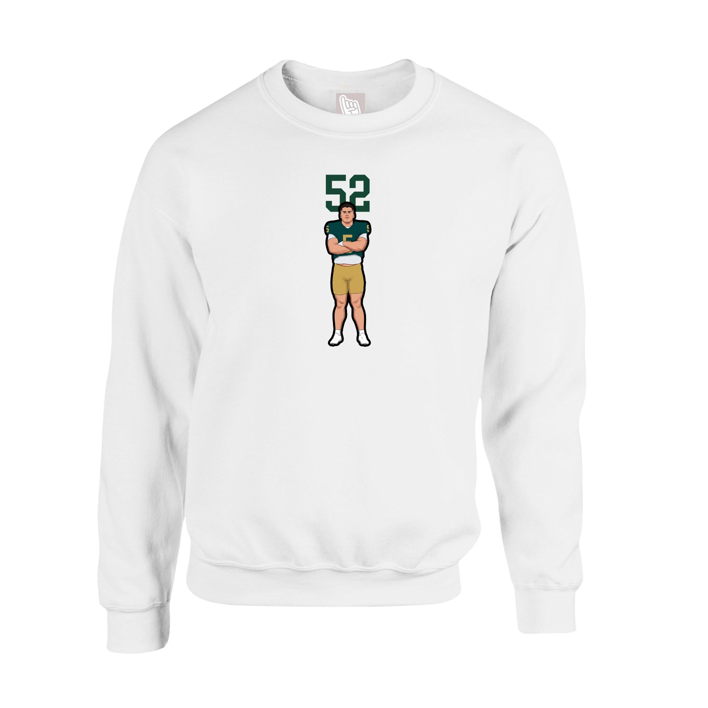 Fleece Crew — Number Top in White