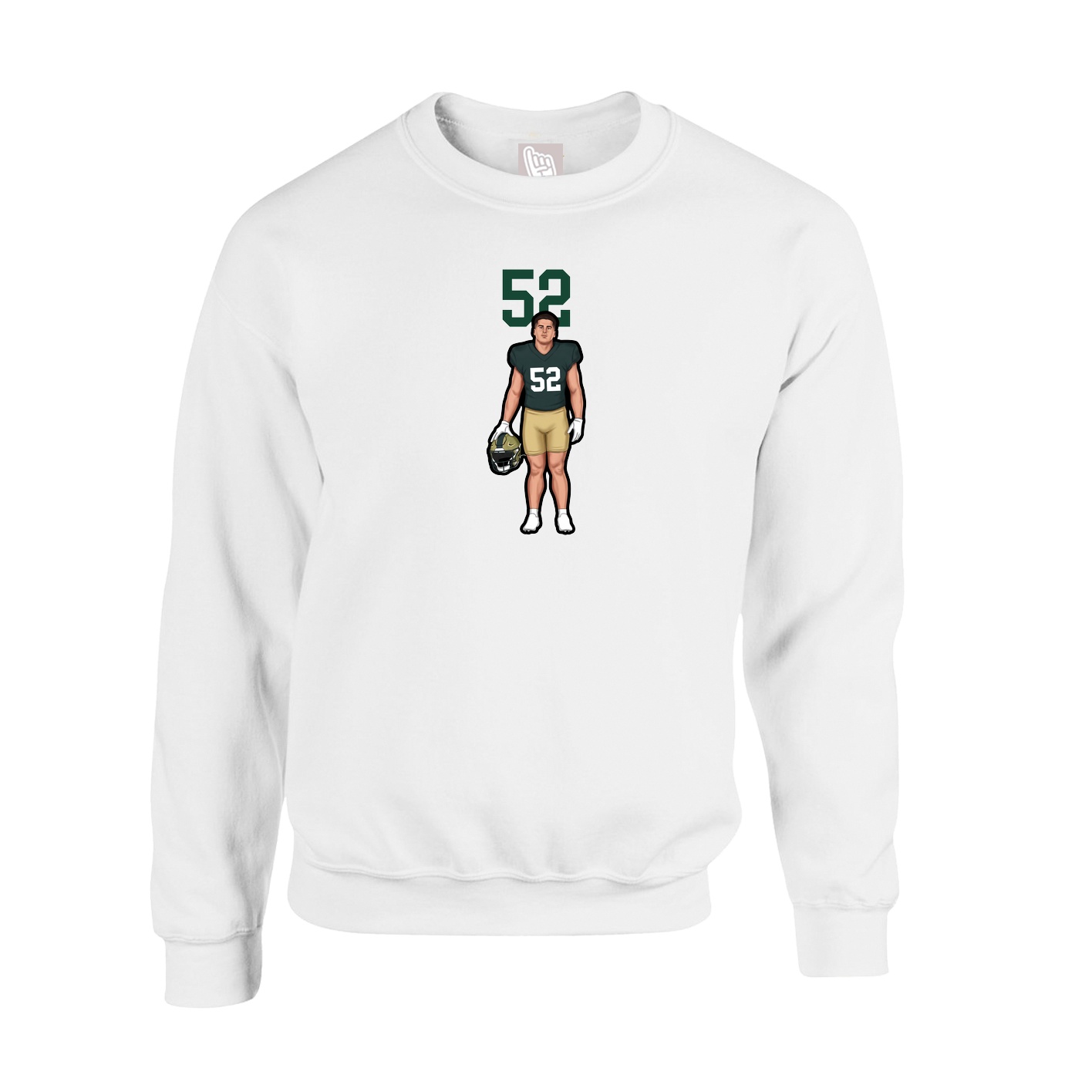 Fleece Crew — Number Top in White
