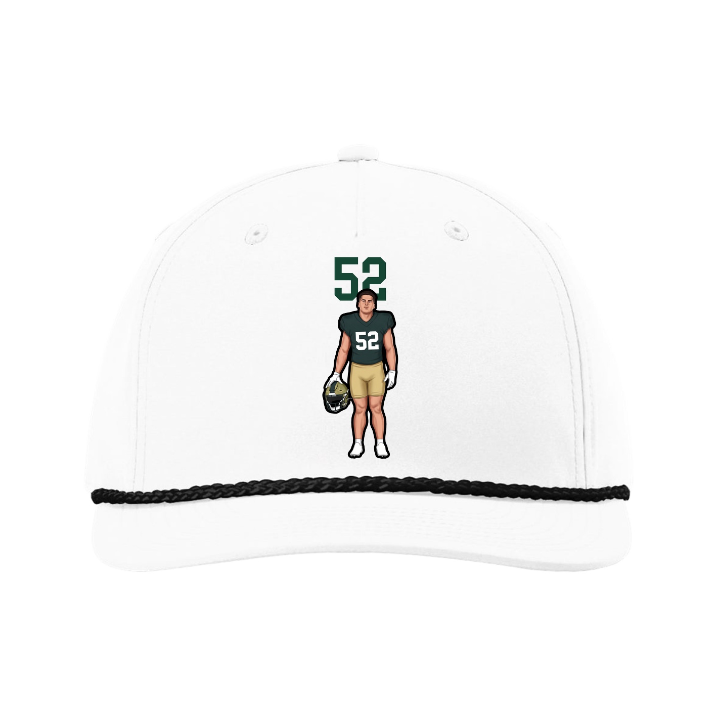 Five-Panel Classic Rope Cap — Number Top in White