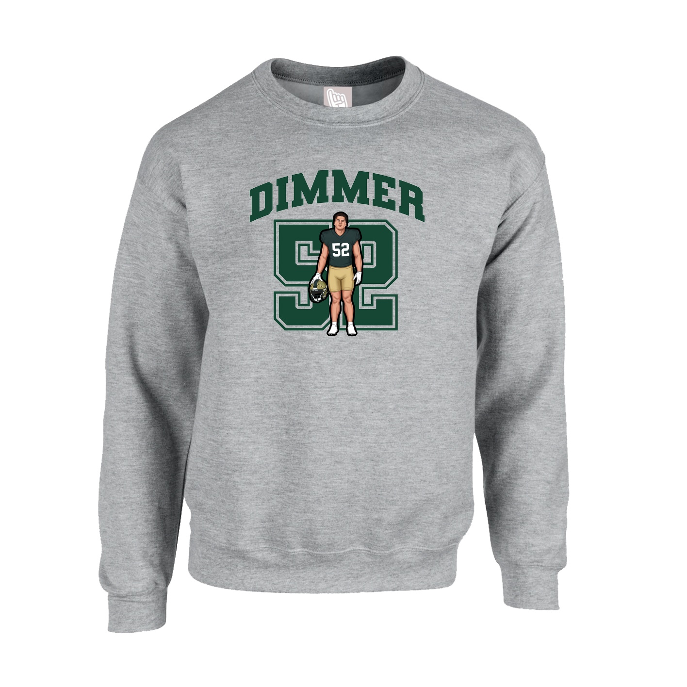 Fleece Crew — Number in Grey