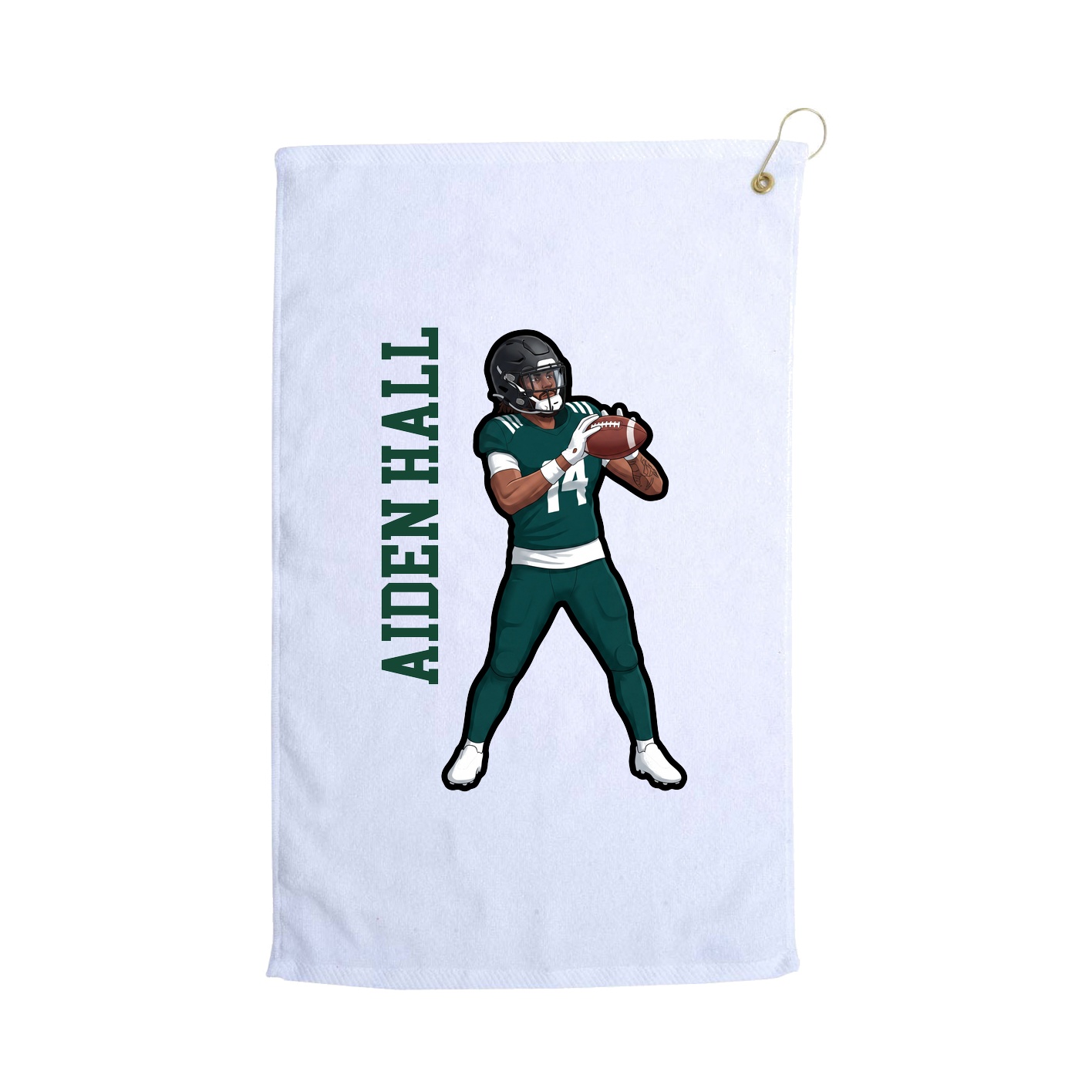 Golf Towel — Name Vertical in White
