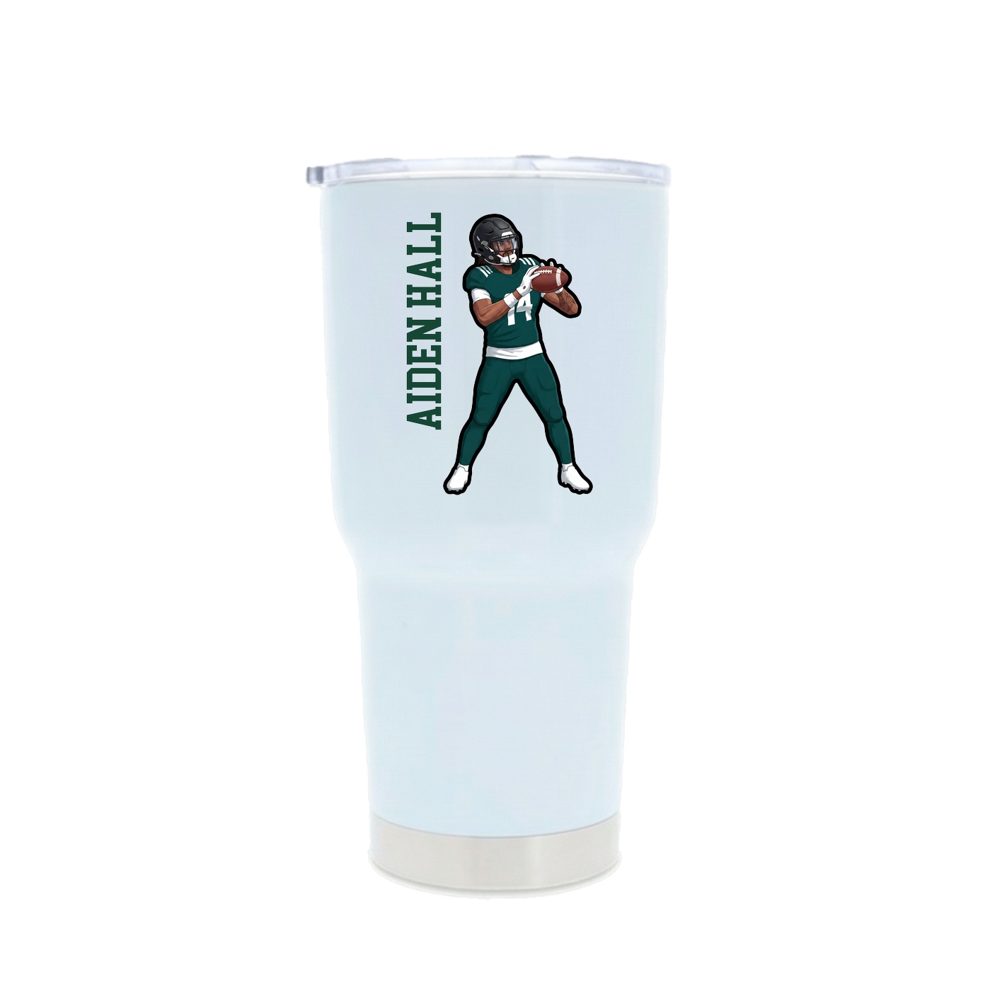 30oz Stainless Steel Tumbler — Name Vertical in White