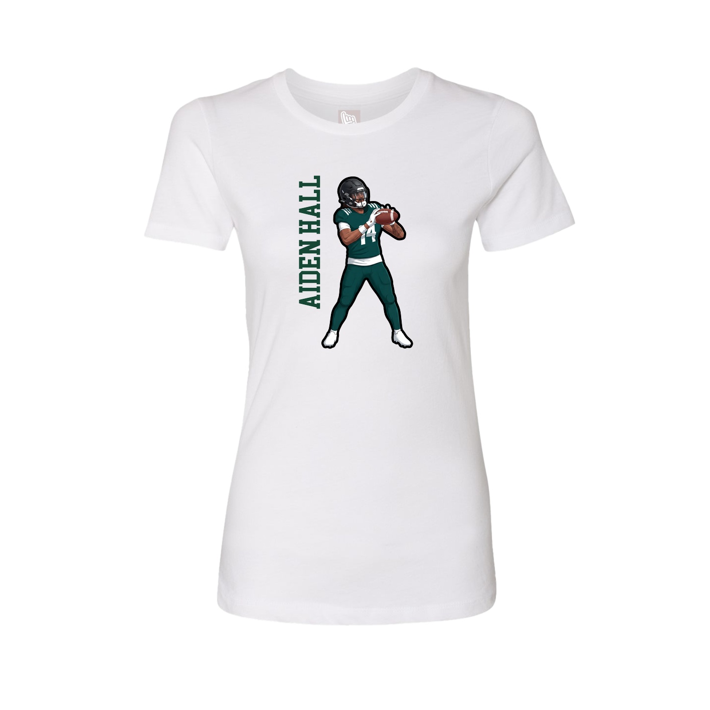Fitted Women's Tee — Name Vertical in White