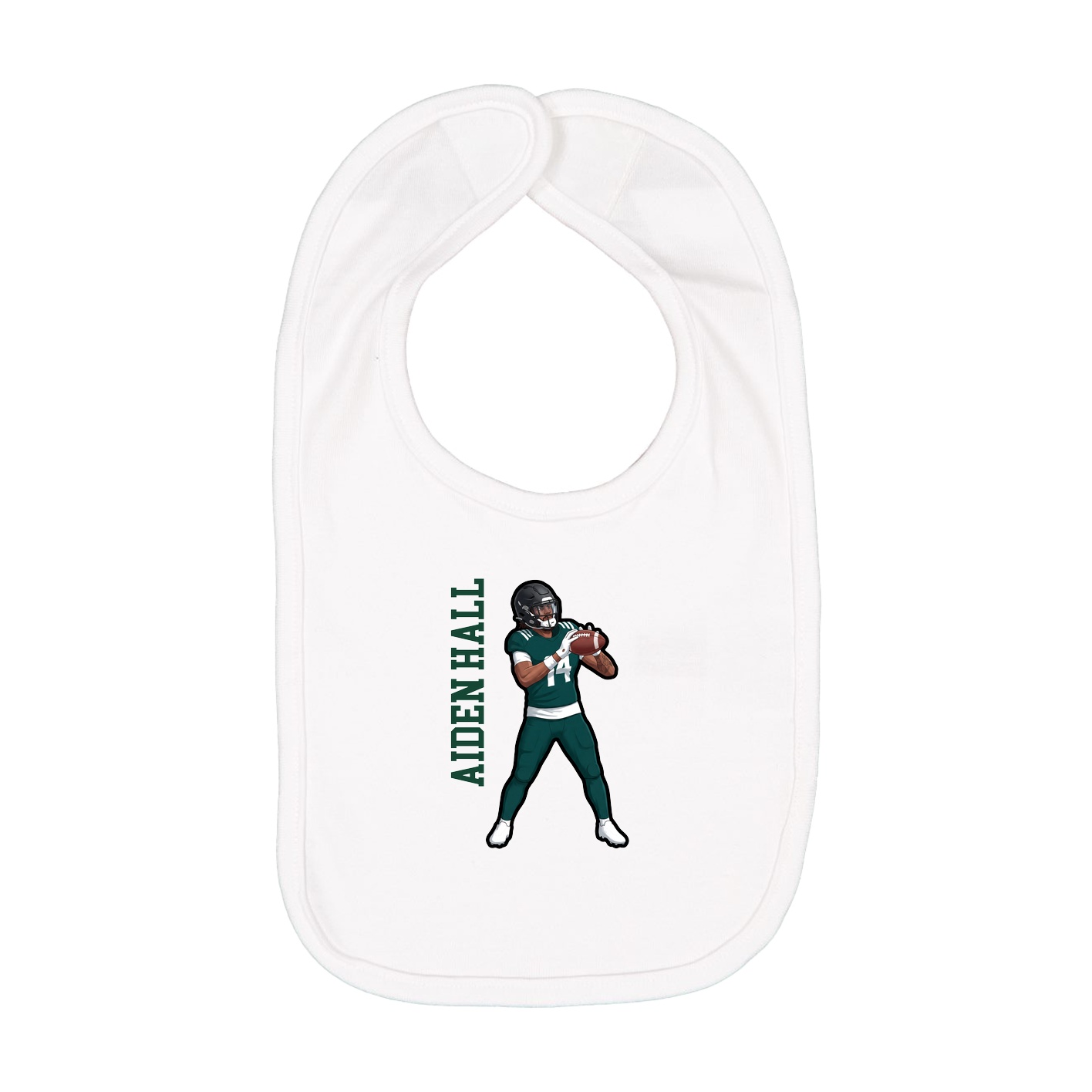 Infant Bib — Name Vertical in White