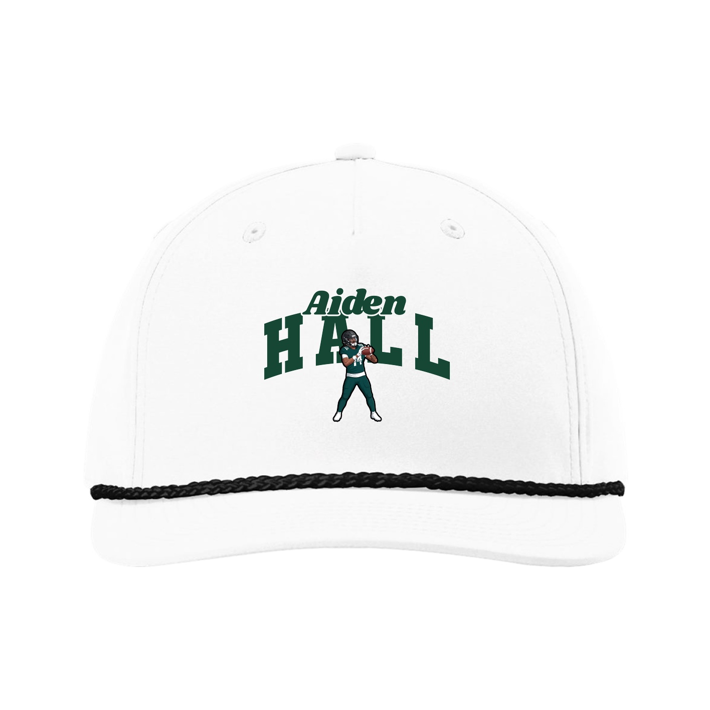 Five-Panel Classic Rope Cap — Signature Arch in White