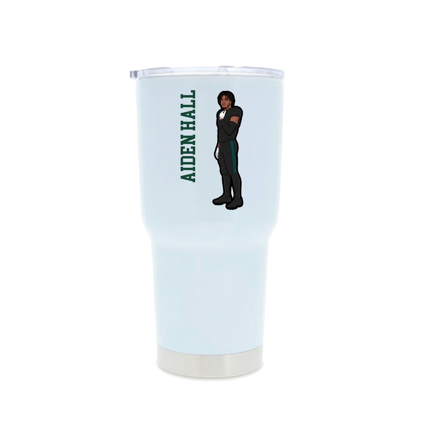 30oz Stainless Steel Tumbler — Name Vertical in White