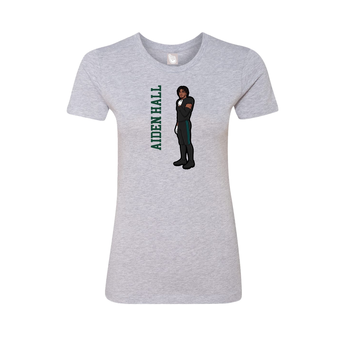 Fitted Women's Tee — Name Vertical in Grey