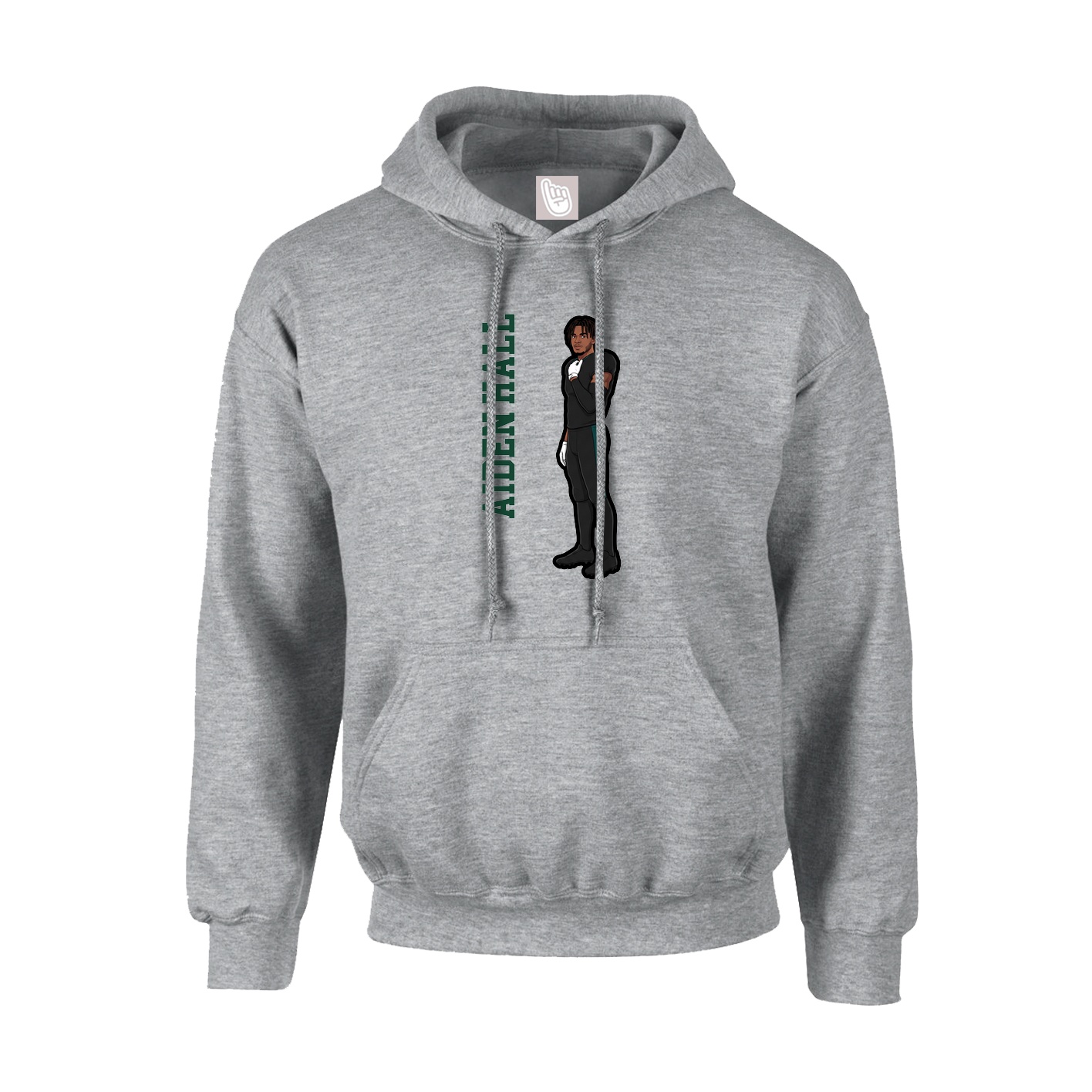 Youth Hoodie — Name Vertical in Grey