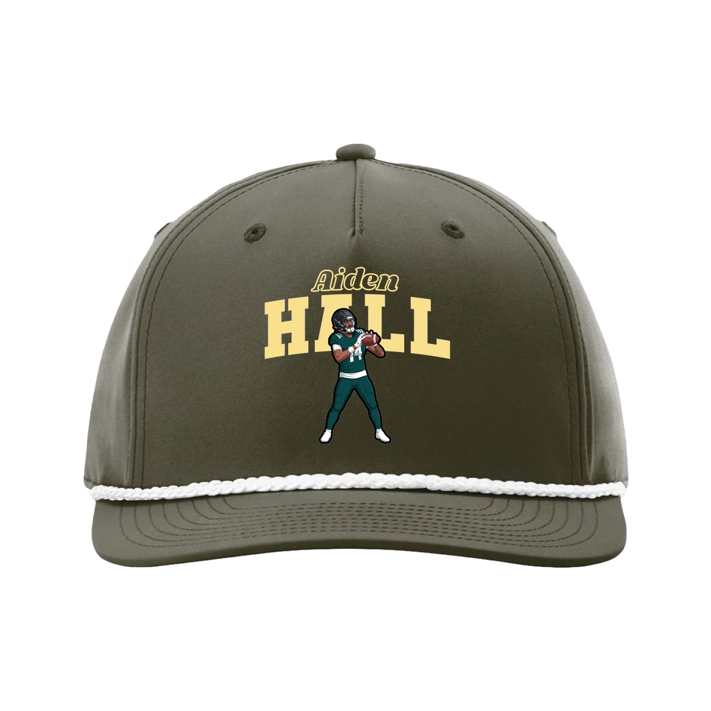 Five-Panel Classic Rope Cap — Name Arch in Green