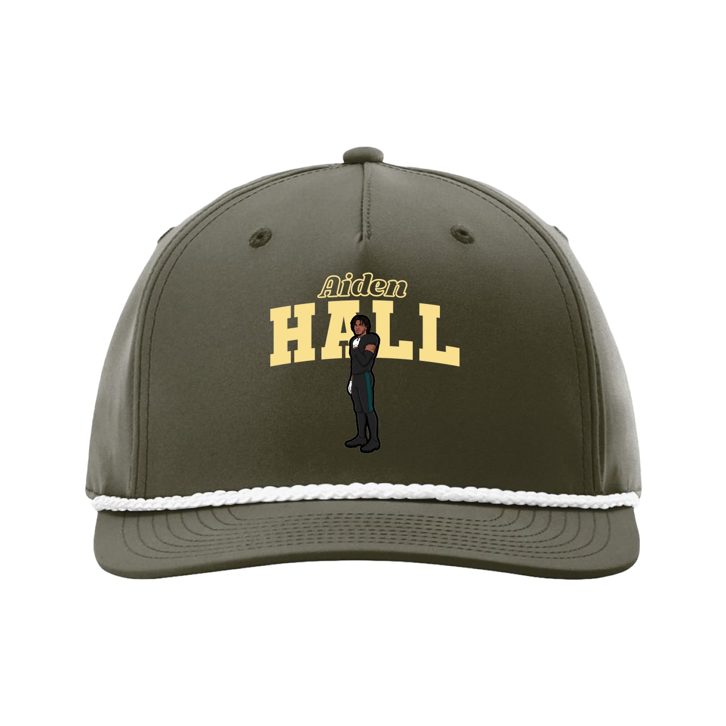 Five-Panel Classic Rope Cap — Name Arch in Green