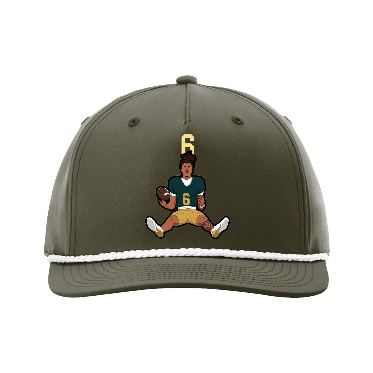 Five-Panel Classic Rope Cap — Number Top in Green