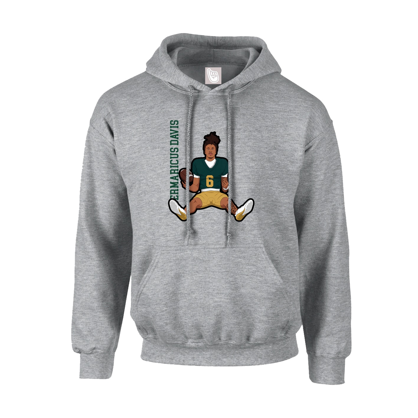Youth Hoodie — Name Vertical in Grey