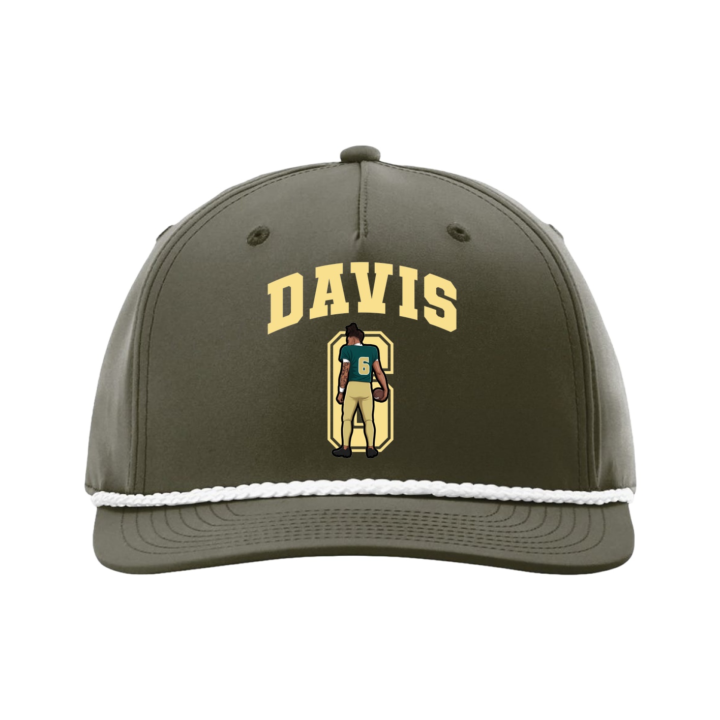 Five-Panel Classic Rope Cap — Number in Green