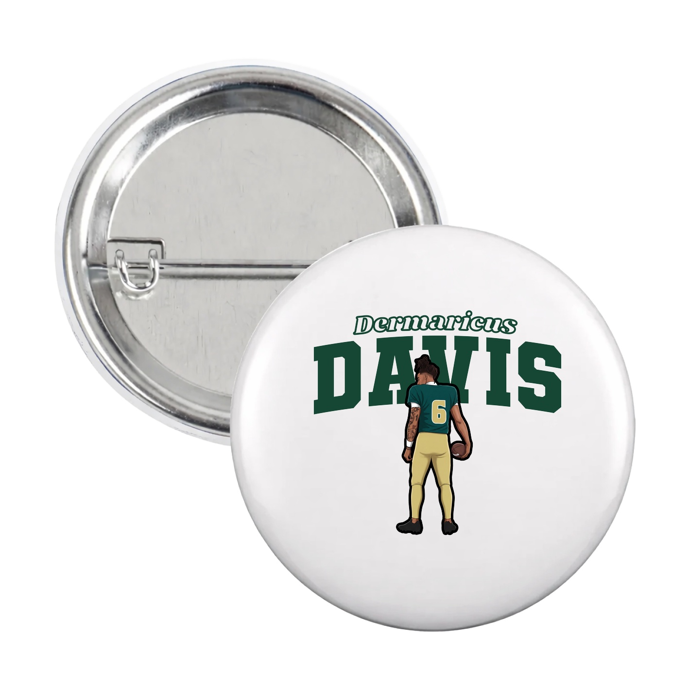 Game Day Button — Name Arch in White